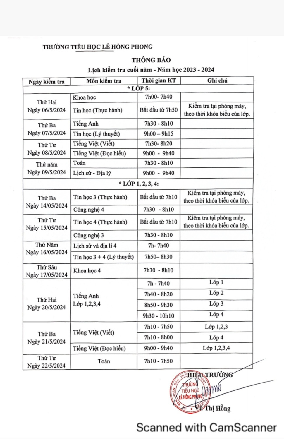 Lịch ktra cuoi nam 2324